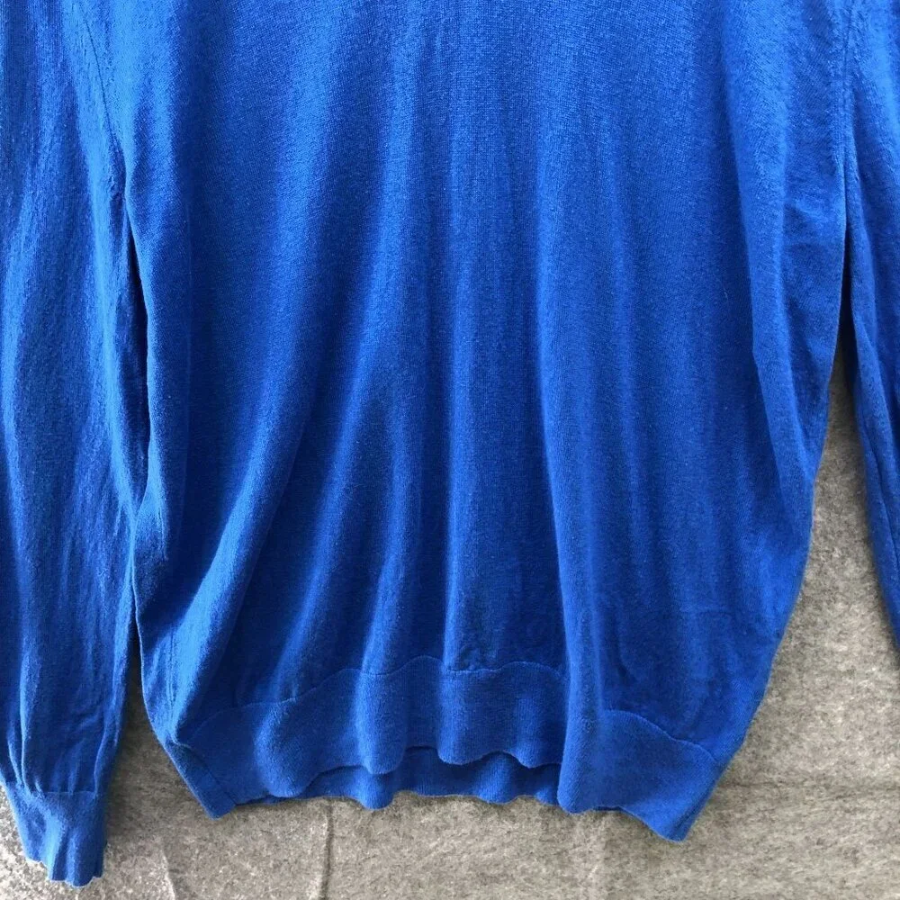 Banana Republic Luxury Blend Sweater Mens L‎ V-neck Blue Silk Cashmere Pullover